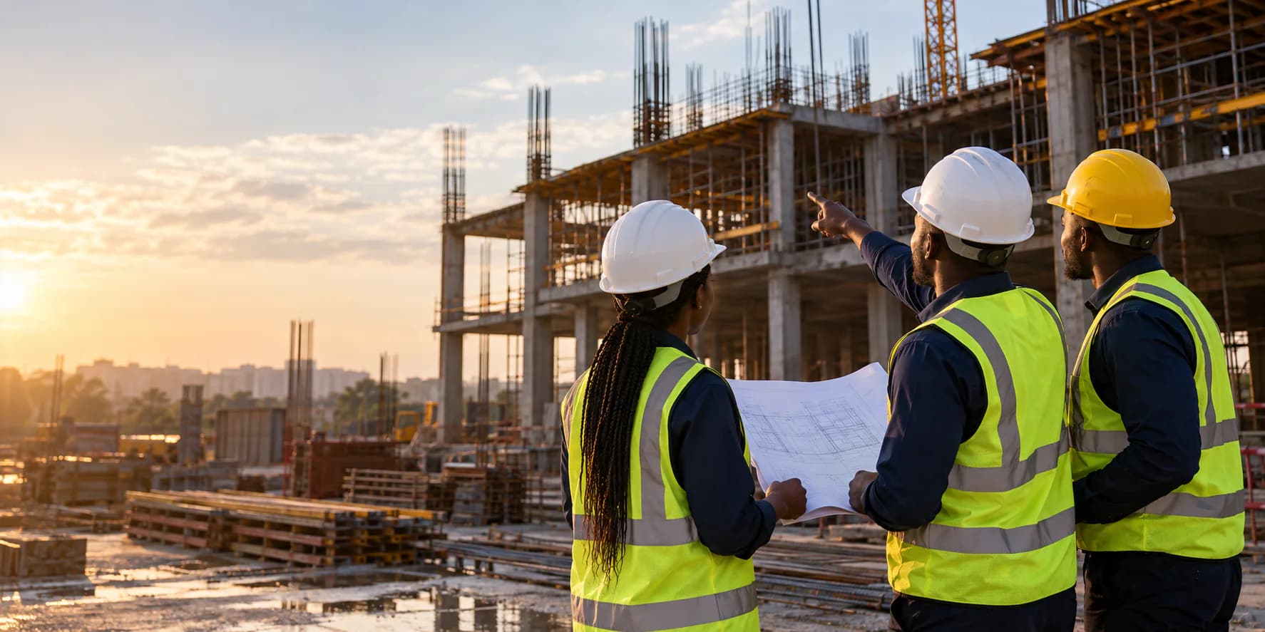 Construction professionals — illustrative image for COMKOB engineering and construction services